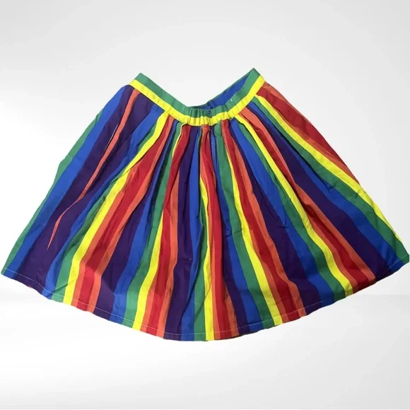 ModCloth Rainbow/Pride Midi 100% Cotton Skirt Size XL EUC - Picture 6 of 10